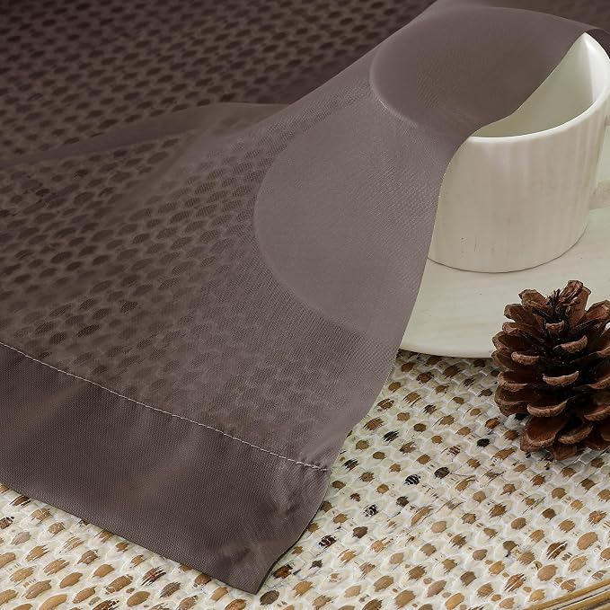 OVZME Brown Sheer Curtains 36 inches Long, Short Kitchen Window Treatment Solid - Image 6