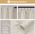 OVZME Natural Valance for Windows, Light Filtering Faux Linen Textured Small - Image 6