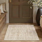 2x3 Washable Area Rug for Entryway Kitchen Vintage Beige Non Slip Low Pile Door - Image 3