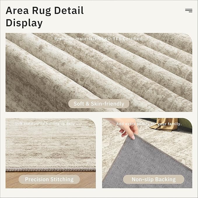 2x4 Washable Rugs for Kitchen, Powder Room Small Area Rug Non-Slip Vintage Low - Image 6