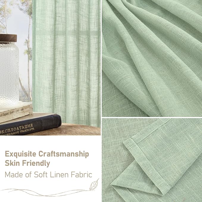 LAMIT Short Linen Curtains 40 Inch Length - Image 7