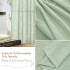 LAMIT 95 Inches Long Fresh Green Linen Curtains - Image 6