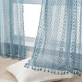 WAZZIO Boho Lace Curtains 63 Inches 2 Panel, Light Filtering Privacy Tassel & by WAZZIO