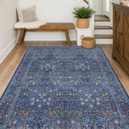 Vintage Dark Blue Living Room Rug 5x8 Area Rug - Image 3