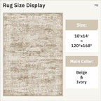 10x14 Area Rugs for Living Room, Non Slip Machine Washable Vintage Rugs - Image 5