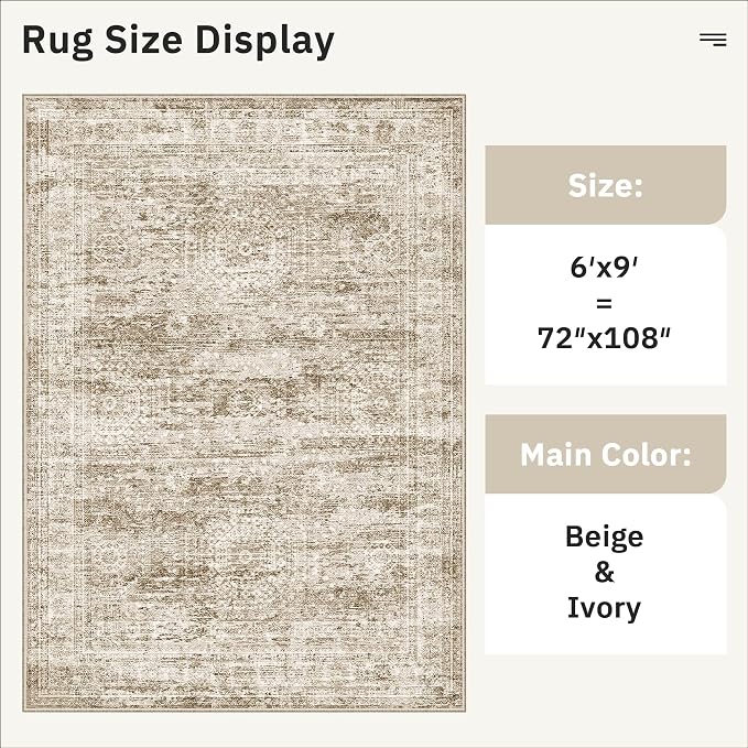 6x9 Area Rug for Living Room Washable 6x9 Rug Non-Slip Modern Rugs for Bedroom - Image 5