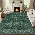 Area Rugs 10x12 Living Room Rug: Washable Rug Soft Vintage Distressed Floral by EXPEDIX