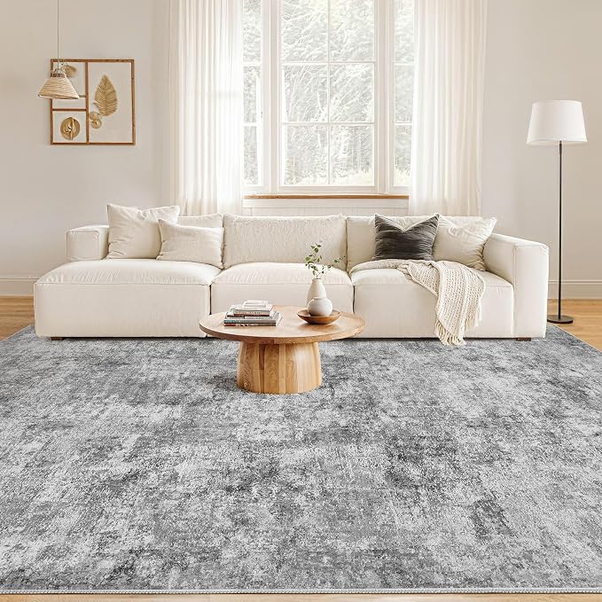Nakagishi 10x14 Area Rugs Living Room: Washable Abstract Large Neutral Soft Rug - Image 4