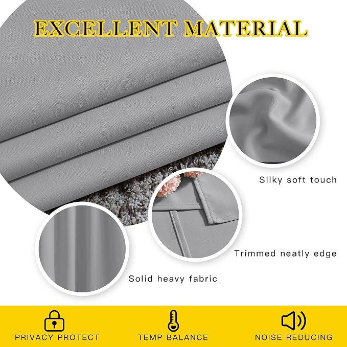 NICETOWN Blackout Silver Grey Curtains 90 inch Length - Image 5