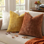 decorUhome Rust Chenille Throw Pillow Covers 18x18 Set of 2 Textured Soft Cozy - Image 4