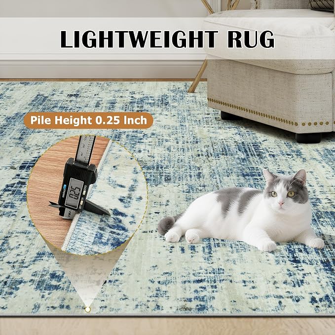 9x12 Area Rugs for Living Room Washable Rug: Anti-Skid Abstract Modern Living - Image 6