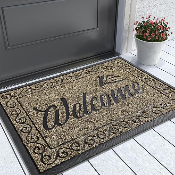 Yimobra Welcome Front Door Mat, Heavy Duty Easy Clean Doormat Indoor Outdoor by Yimobra
