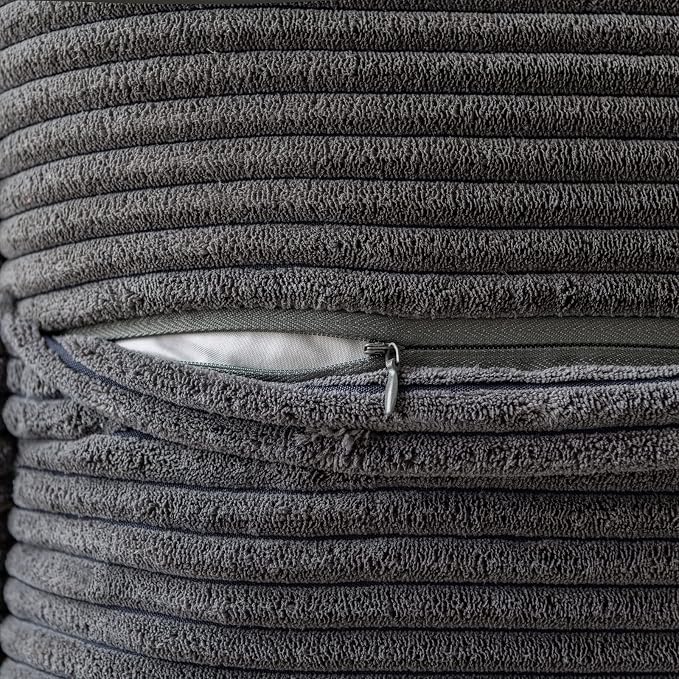 MIULEE Dark Grey Corduroy Pillow Covers 16x16 Inch - Image 3