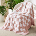 Bedsure GentleSoft Pink Checkered Throw Blanket by BEDSURE