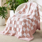 Bedsure GentleSoft Pink Checkered Throw Blanket by BEDSURE