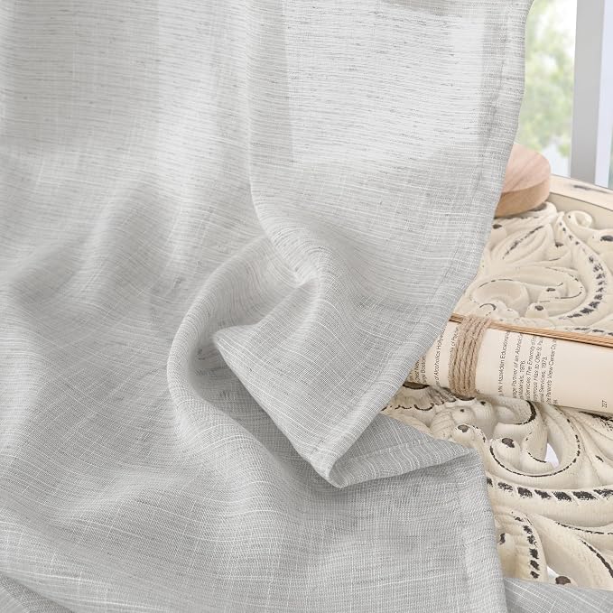 BGment Light Grey Linen Curtains 90 Inch Length - Image 7