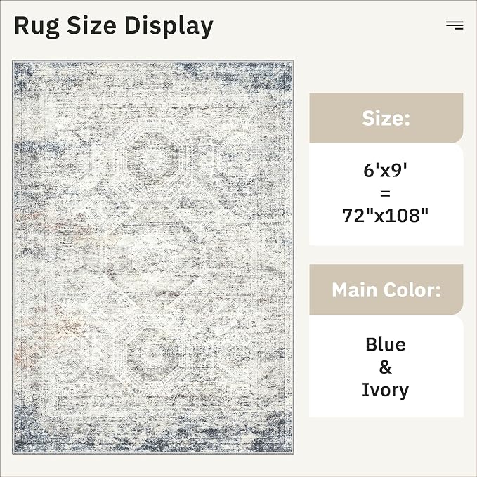 6x9 Area Rug for Living Room Washable 6x9 Non-Slip Modern Rugs for Bedroom - Image 5