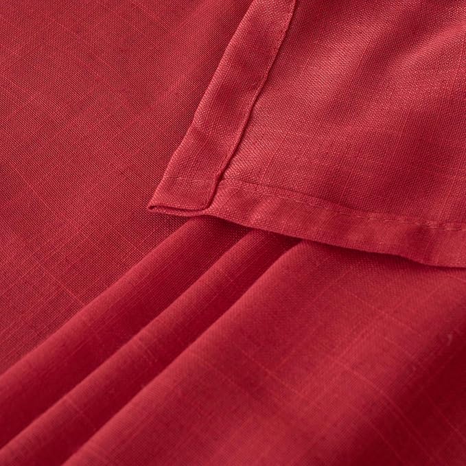 BGment Red Linen Semi Sheer Curtains - Image 8
