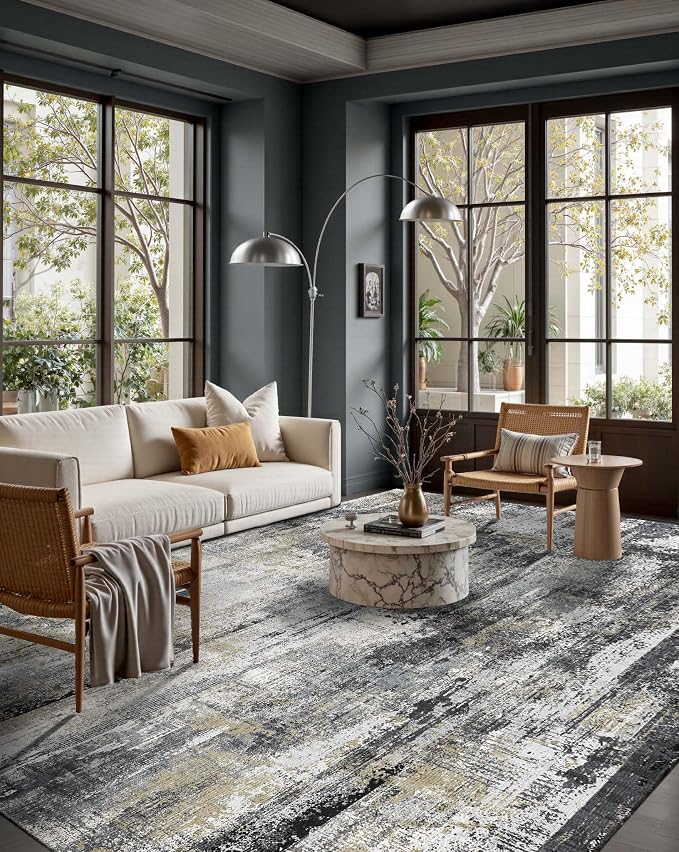 Latte&Fog 6x9 Area Rugs for Living Room Bedroom, Boho Non Slip Low Pile Carpet by LatteFog