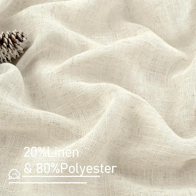 LAMIT Cream Ivory Linen Curtains 95 Inches Long 2 Panels Set - Image 3