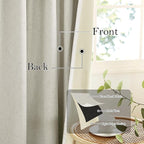 RYB HOME 100% Blackout Beige Linen Blackout Curtains, Thermal Insulated Privacy - Image 3
