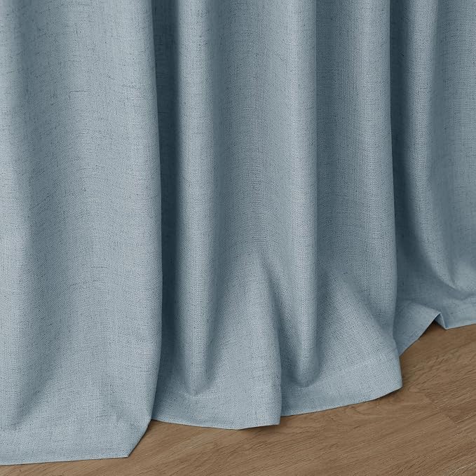Nanspring Light Blue Linen Curtains 80 Inches Long 2 Panels Set - Image 7