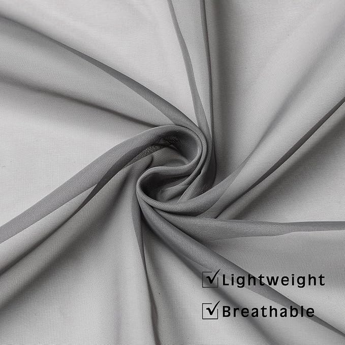 OWENIE Short Grey Sheer Curtains 36 Inches 2 Panels Set - Image 3