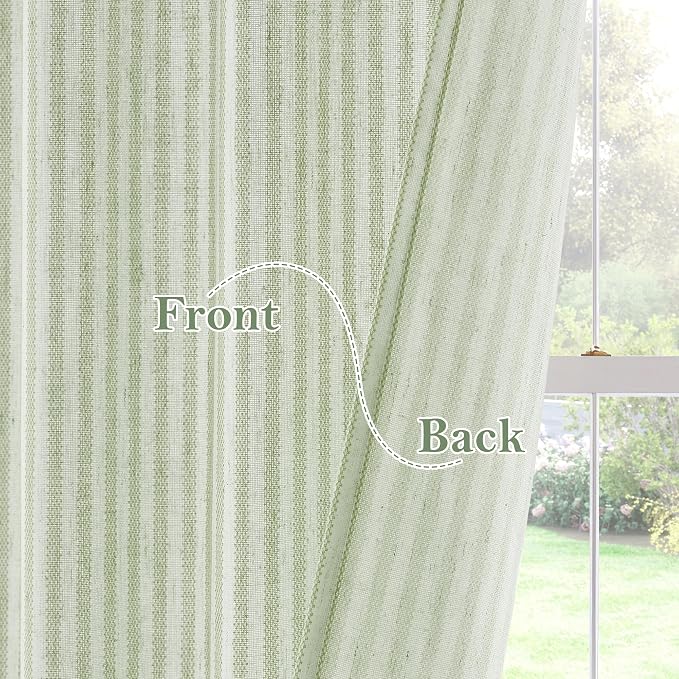 RYB HOME Linen Kitchen Striped Curtains - Image 7