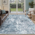 Area Rug 6x9 Abstract Rugs for Living Room 6 x 9 Washable Rugs Blue Non Slip by Soalmost