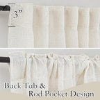 RYB HOME Linen Flax Curtains 84 inches Long, Absorbent Linen Woven Half Privacy - Image 2