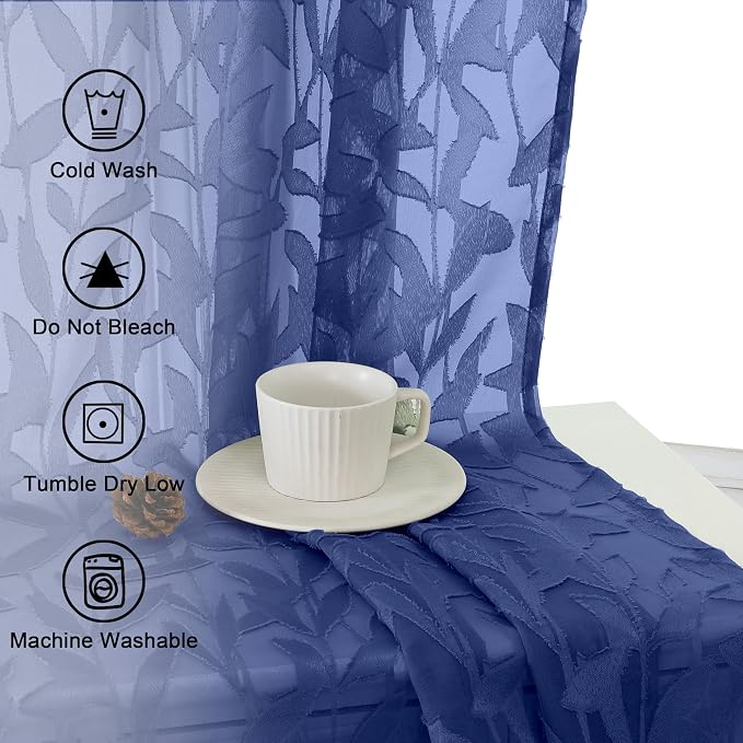 Lecloud Leia Dusty Blue Sheer Curtains 72 Inch Length 2 Panels, Airy & - Image 8