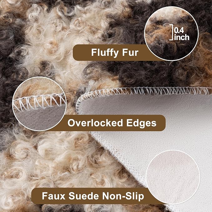 Faux Fur Cowhide Rug: Fluffy Cow Print 5.2x7 Feet Washable Cow Hide Rug - Image 3