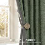 RYB HOME Olive Green 100% Blackout Linen Curtains 90 inches Long, Luxury - Image 5