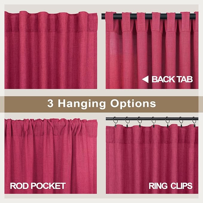 Pitalk Christmas Red Hot Pink Curtains - Image 4