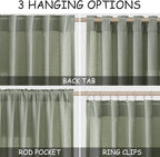 Desert Sage Linen Curtains 90 Inch Long 2 Panels Set - Image 2