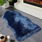 AMTOVO Faux Fur Rug, Dark Blue Area Rug, Fluffy Sheepskin Rug, Fuzzy Ultra Soft - Image 5