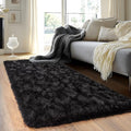 Black Runner Rug for Bedroom Hallways, 2x6 Fluffy Throw Area Rugs Non Slip for by Quntue