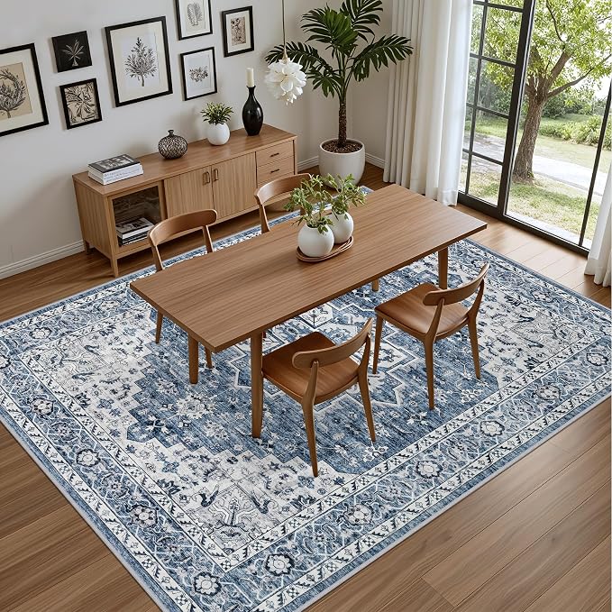 Area Rugs 10x14 Living Room Rug: Washable Rug Soft Vintage Boho Medallion - Image 4