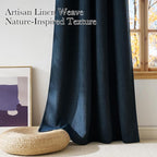 NICETOWN Faux Linen Navy Blue Blackout Curtains 84 inches Long - Image 3