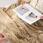 Puncuntex Beige Throw Blanket 60"×80" inches Fuzzy 3D Jacquard Decorative - Image 5