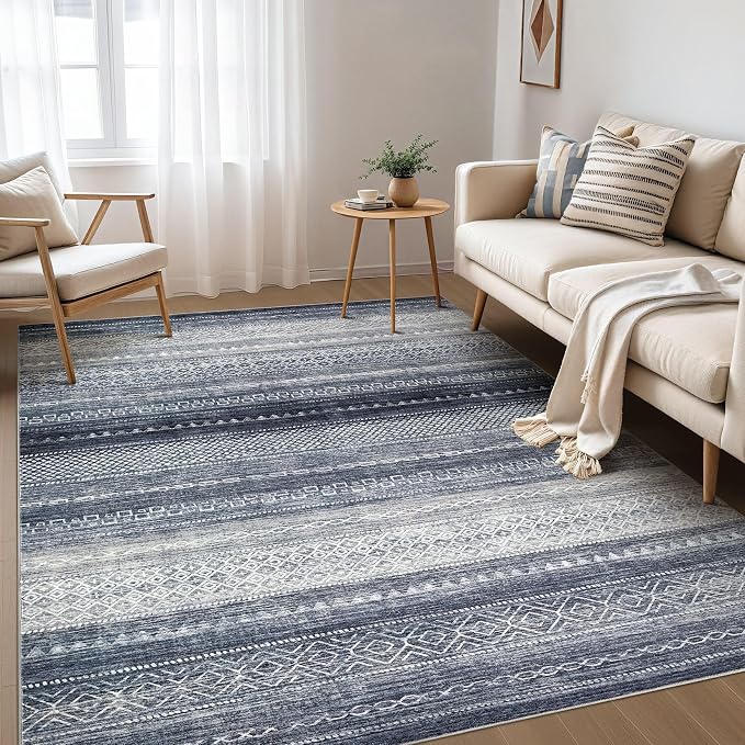 Nakagishi Area Rug Living Room Rugs: 4X6 Machine Washable Boho Large Neutral by NakagishiAreaRug
