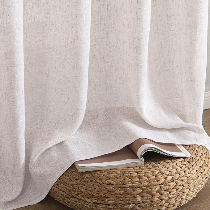 MIULEE White Linen Curtains 72 Inch Length - Image 7