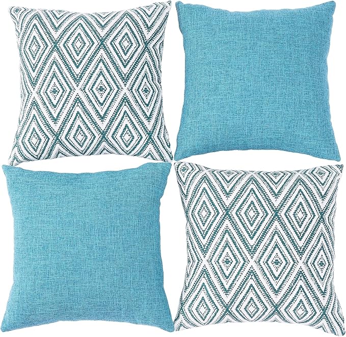 HPUK Decorative Throw Pillow Covers Set of 4 Geometric Design Linen Cushion - Image 2