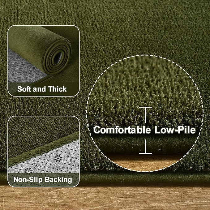 Amearea Large Modern Area Rugs for Bedroom Living Room, 6x9 Feet Olive Green - Image 6