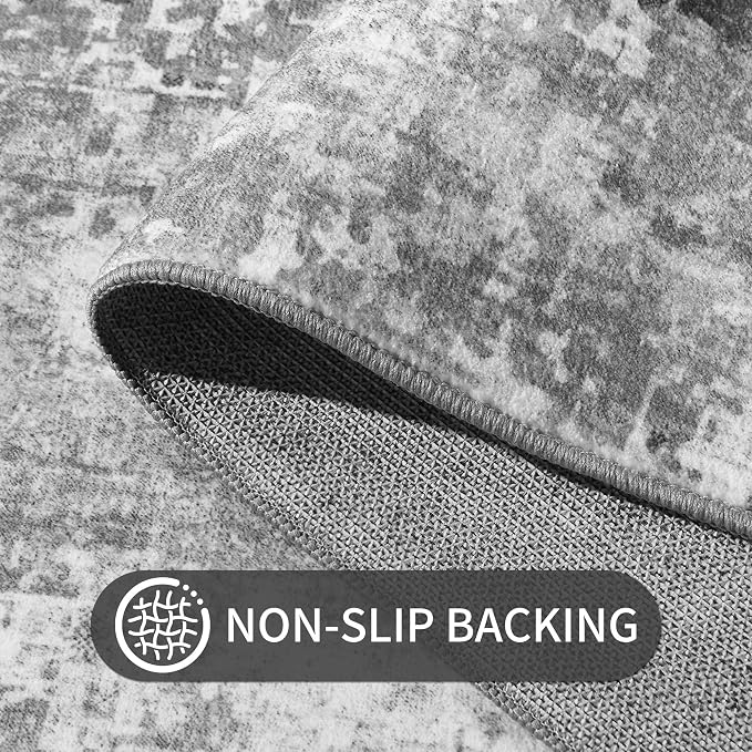 Ompaa 2x6 Rug Runners for Hallways Kitchen Runner Rug Non Slip Washable Grey - Image 5