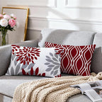 Hexagram Geometric Burgundy Pillow Covers 12x20 Set of 4, Decorative Outdoor - Image 7