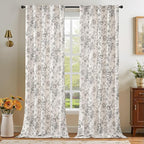 jinchan Linen Blend Curtain Floral Curtains - Image 6