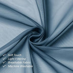 Lecloud Dusty Blue Sheer Curtains 96 Inches Long 2 Panels, Light Filtering - Image 2