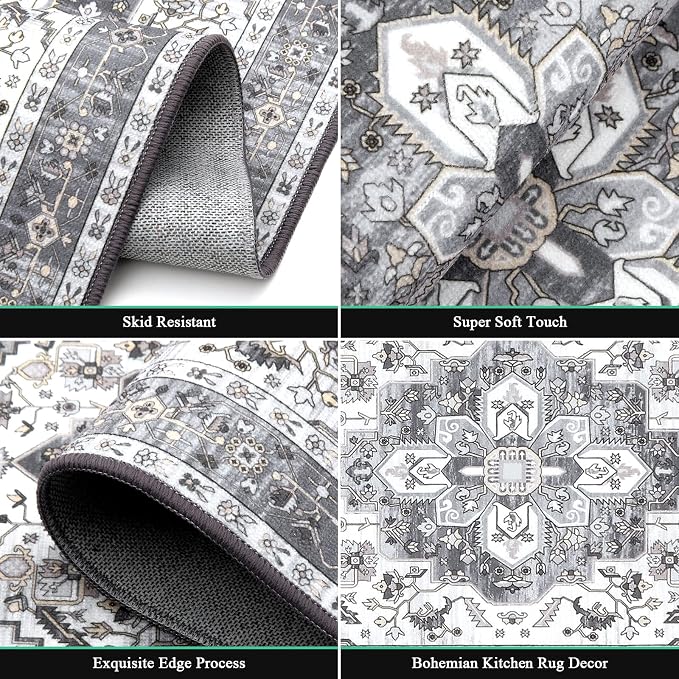 HEBE Boho Kitchen Rug Sets 3 Piece - Image 4