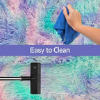 Super Soft Fluffy Living Room Area Rug 3x10 ft Purple Rainbow Tie-Dyed Shaggy - Image 7